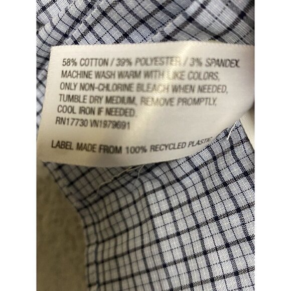 Men's Plaid Standard Fit Non Iron Blue Long Sleeve Button Down Shirt XL  New - Picture 7 of 10